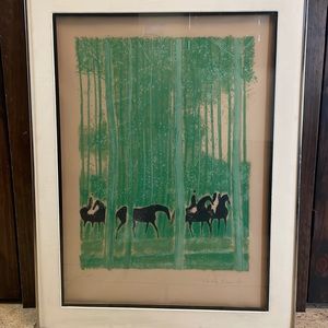 André Brasilier numbered and signed framed art. 32 x 42 inches framed.